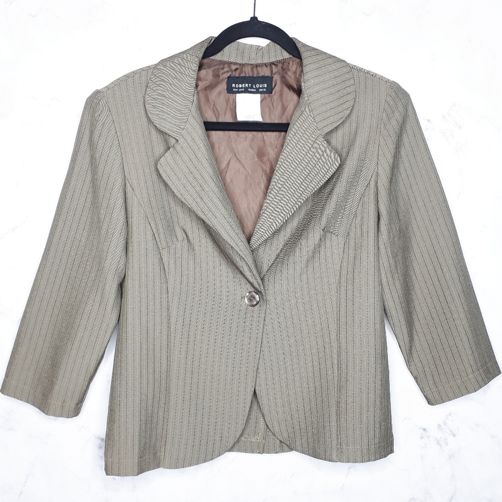 Robert Louis Pinstripe Blazer Single Button Jacket
